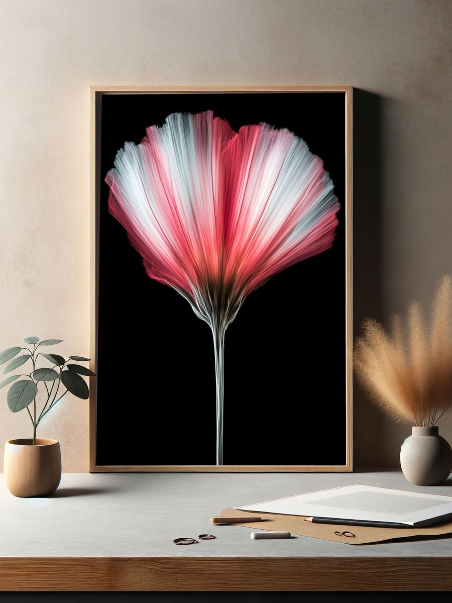 Pink Fiber Bloom Abstract Print. — room view 2