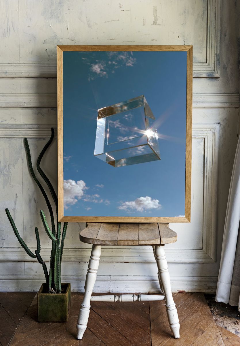 Floating Glass Cube Abstract Poster. room preview