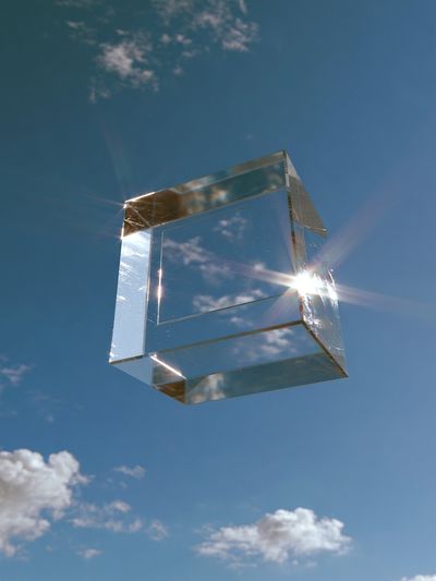 Floating Glass Cube Abstract Poster.