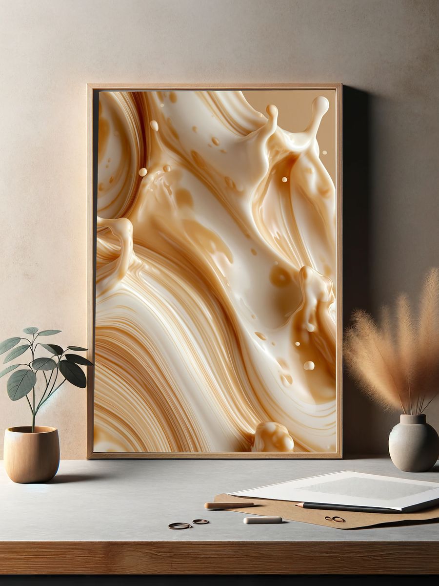 Cream Swirl Abstract Poster. — room view 2