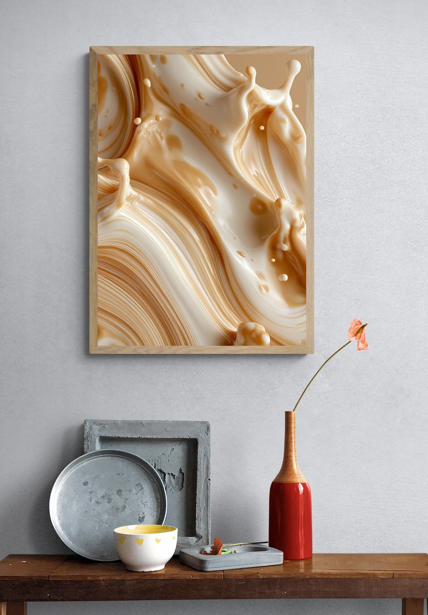 Cream Swirl Abstract Poster. — room view 3