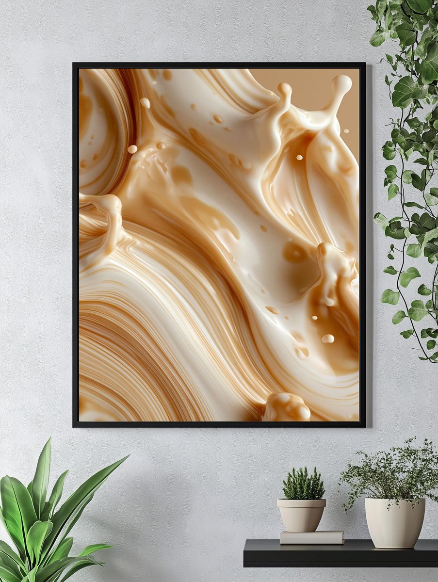 Cream Swirl Abstract Poster. — room view 4