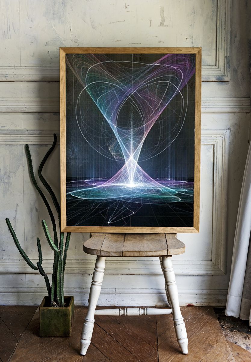Neon Light Spiral Abstract Poster. — room view 1