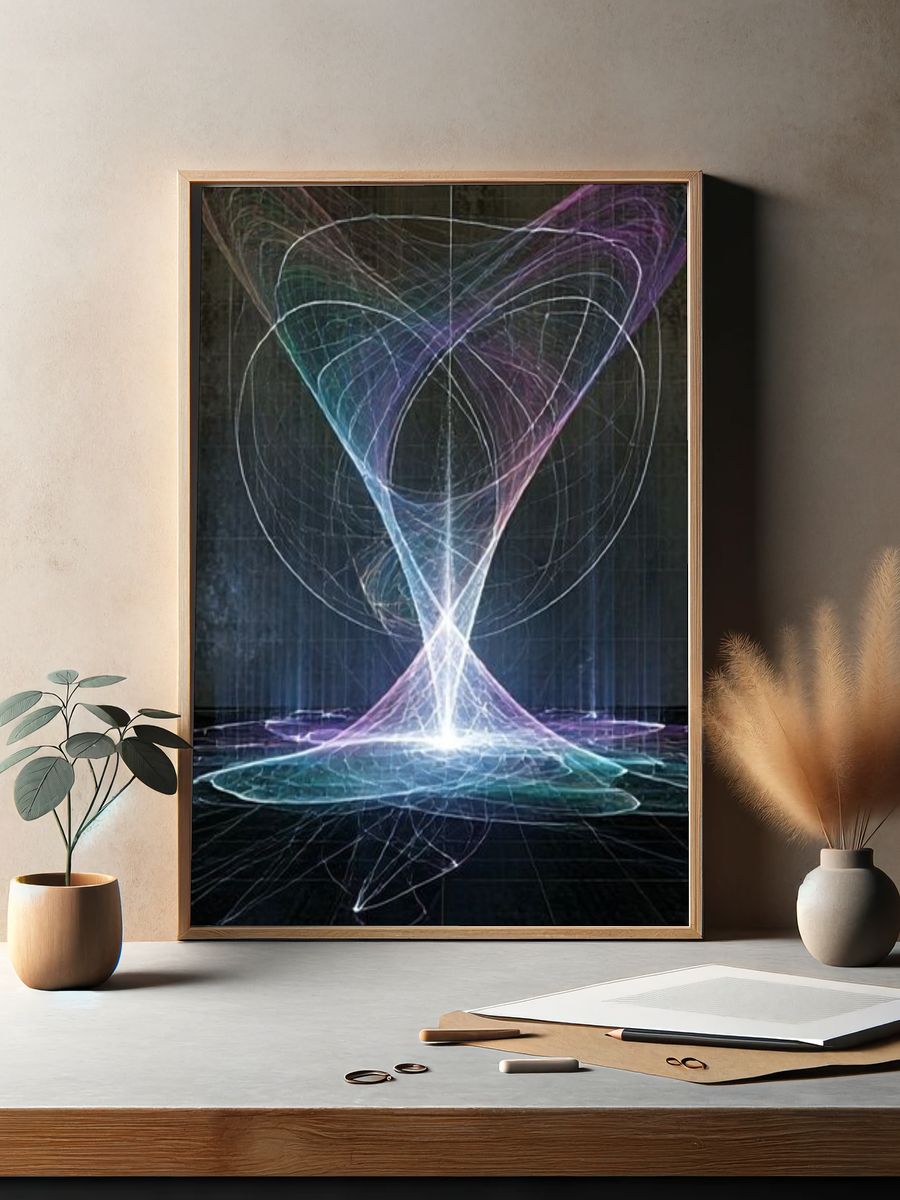 Neon Light Spiral Abstract Poster. — room view 2