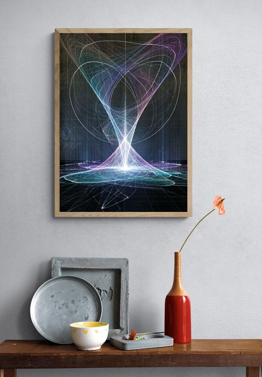 Neon Light Spiral Abstract Poster. — room view 3