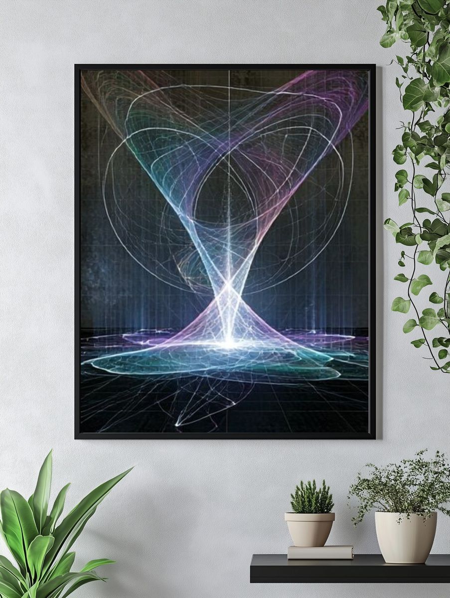 Neon Light Spiral Abstract Poster. — room view 4