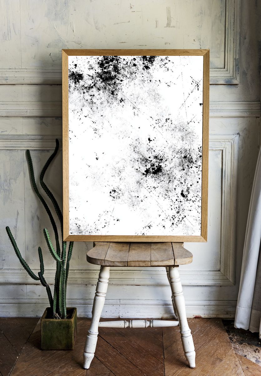 Ink Splatter Black-White Poster. — room view 1