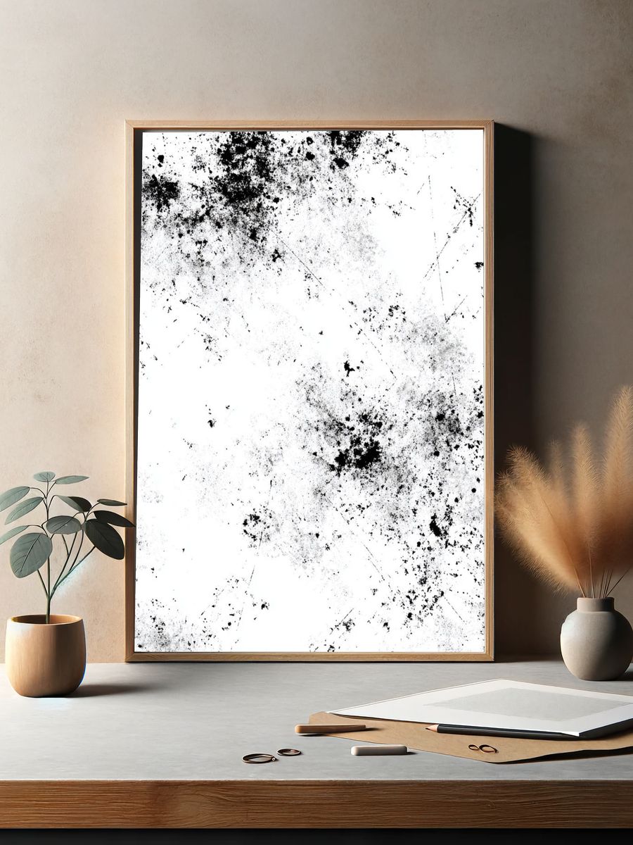 Ink Splatter Black-White Poster. — room view 2