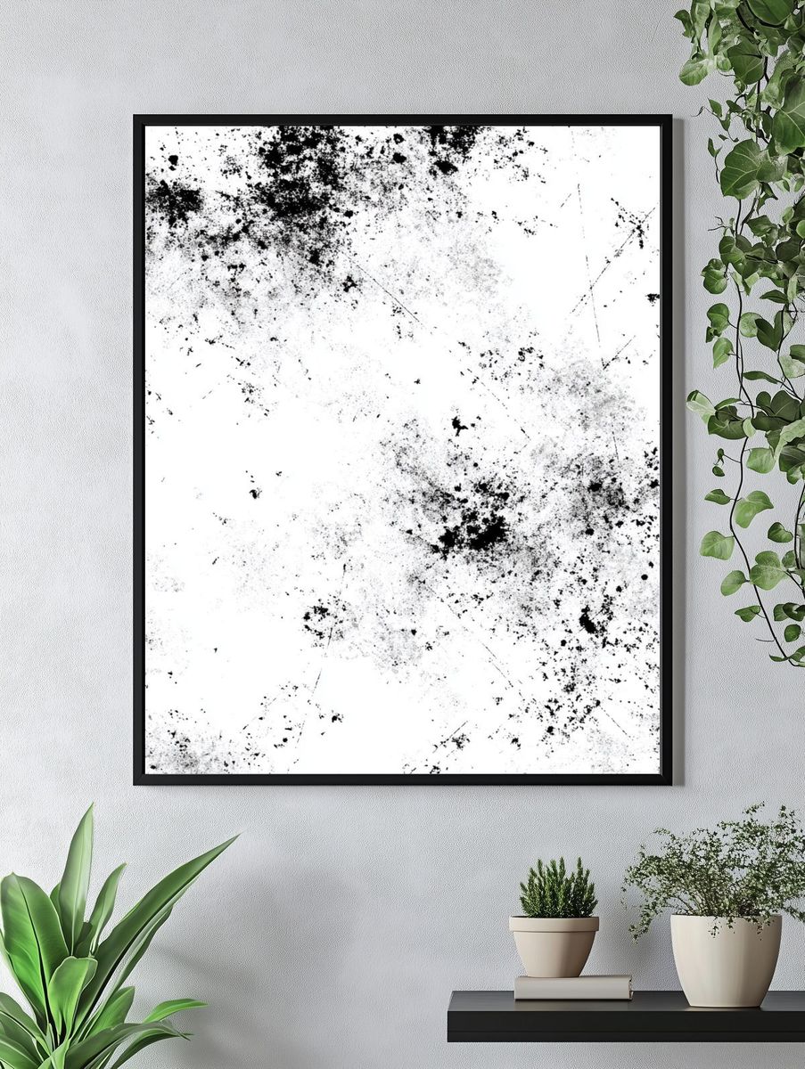 Ink Splatter Black-White Poster. — room view 4