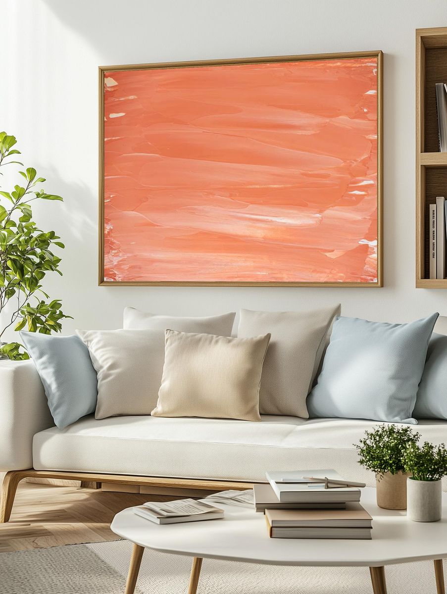 Bright orange brush stroke background. — room view 2