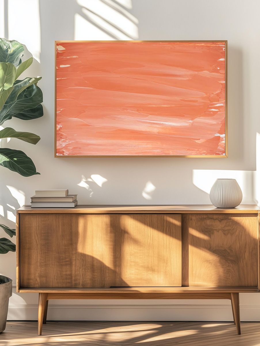 Bright orange brush stroke background. — room view 3