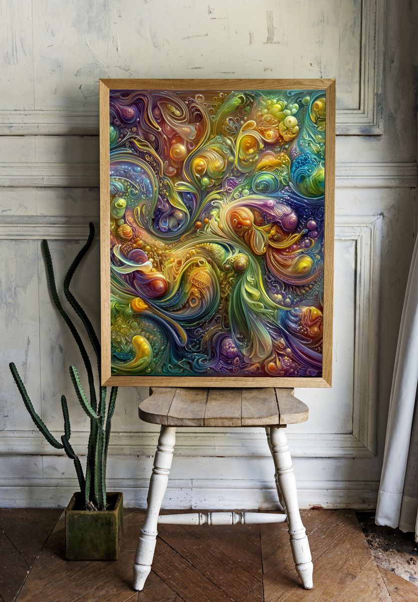Chromatic Swirl Abstract Poster. room preview