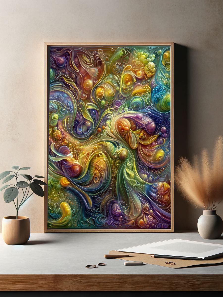 Chromatic Swirl Abstract Poster. — room view 2