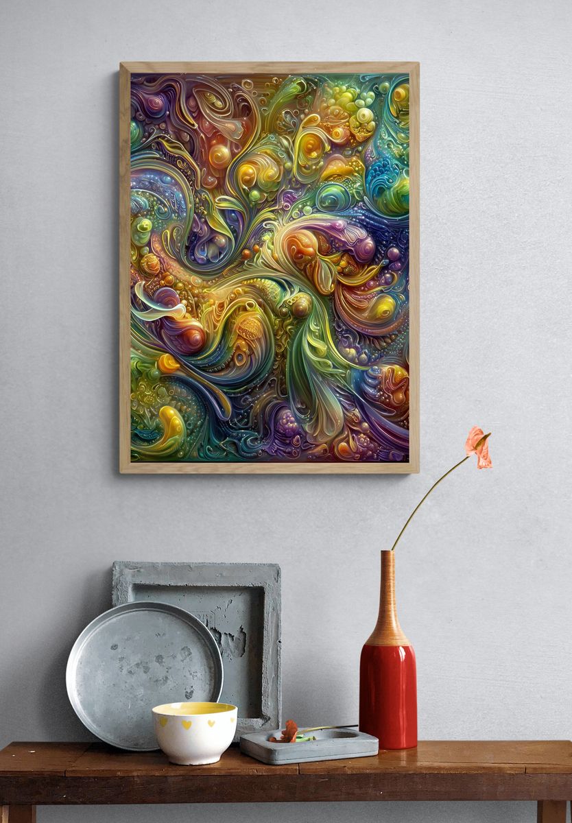 Chromatic Swirl Abstract Poster. — room view 3