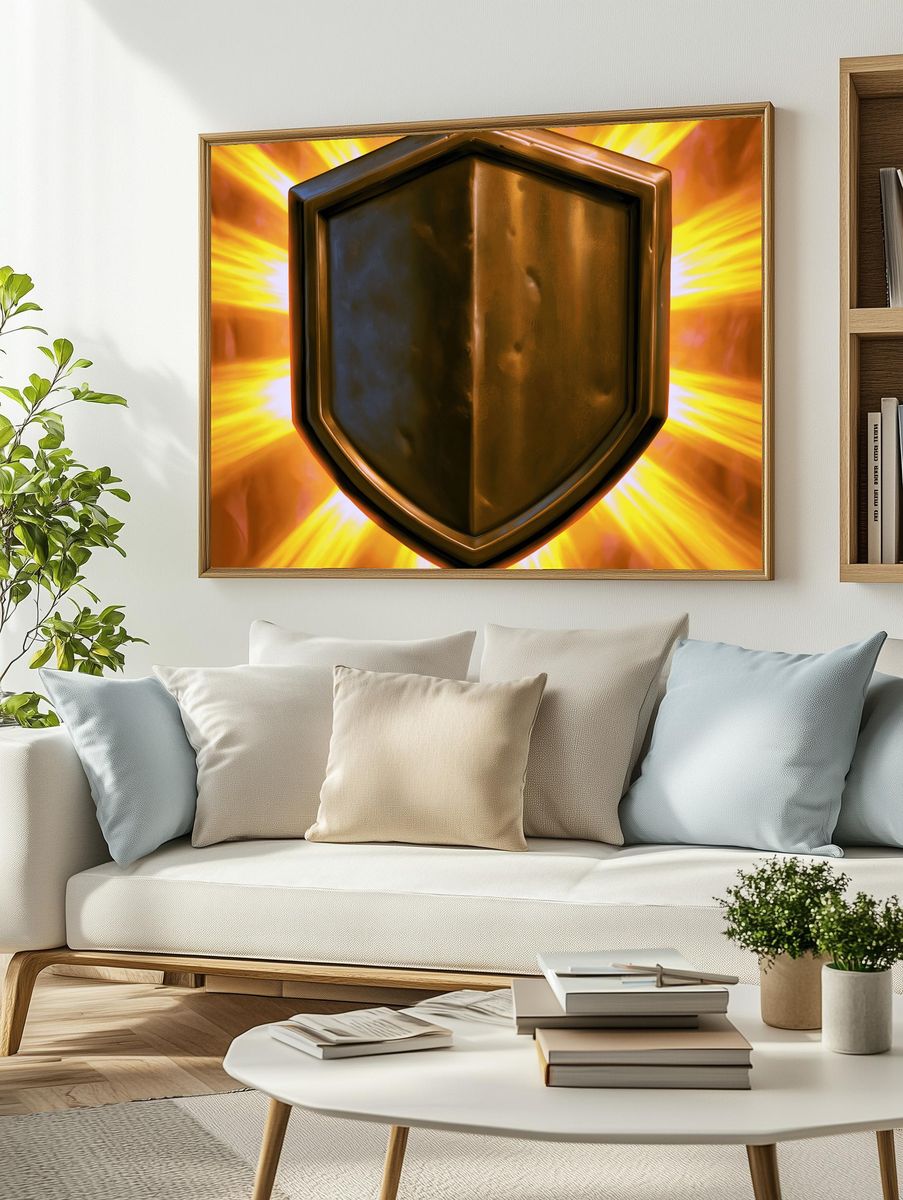 Golden Shield Emblem Abstract Poster. — room view 2