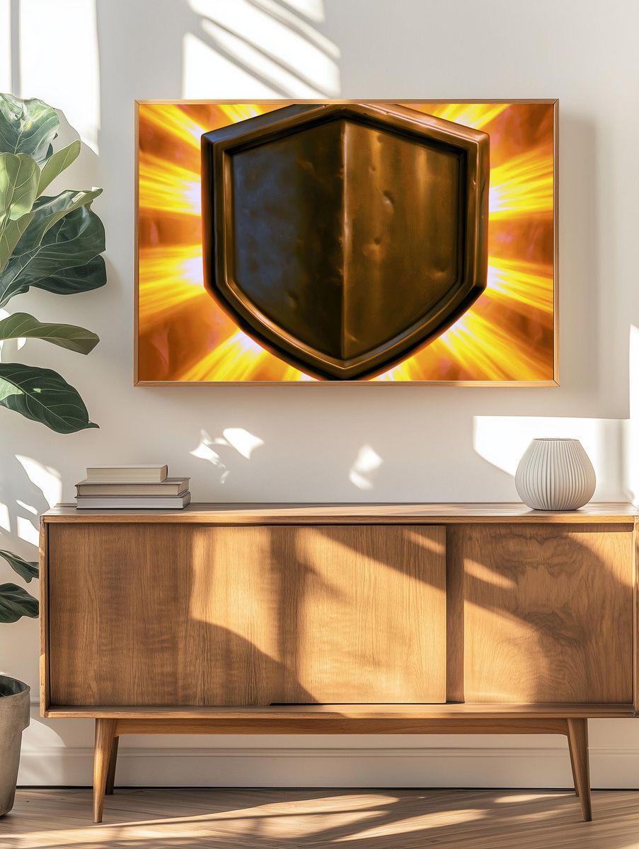 Golden Shield Emblem Abstract Poster. — room view 3