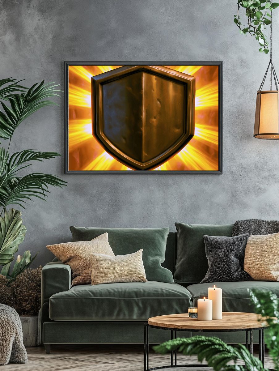 Golden Shield Emblem Abstract Poster. — room view 4