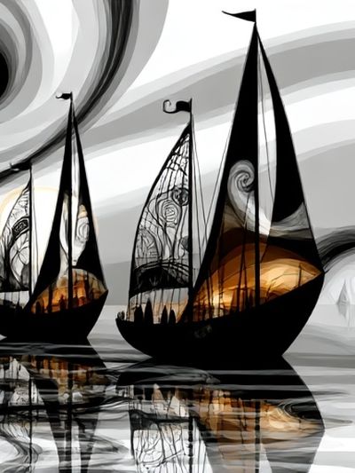 Abstract Sailboats Seascape Poster.