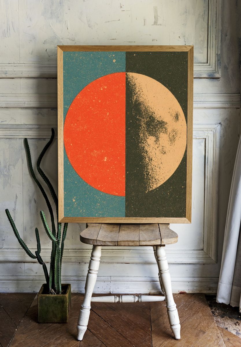 Split Moon Abstract Poster. room preview