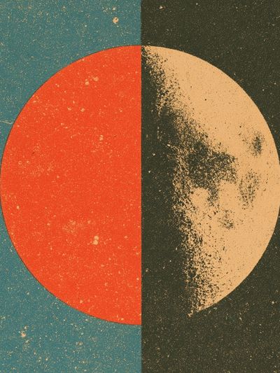 Split Moon Abstract Poster.