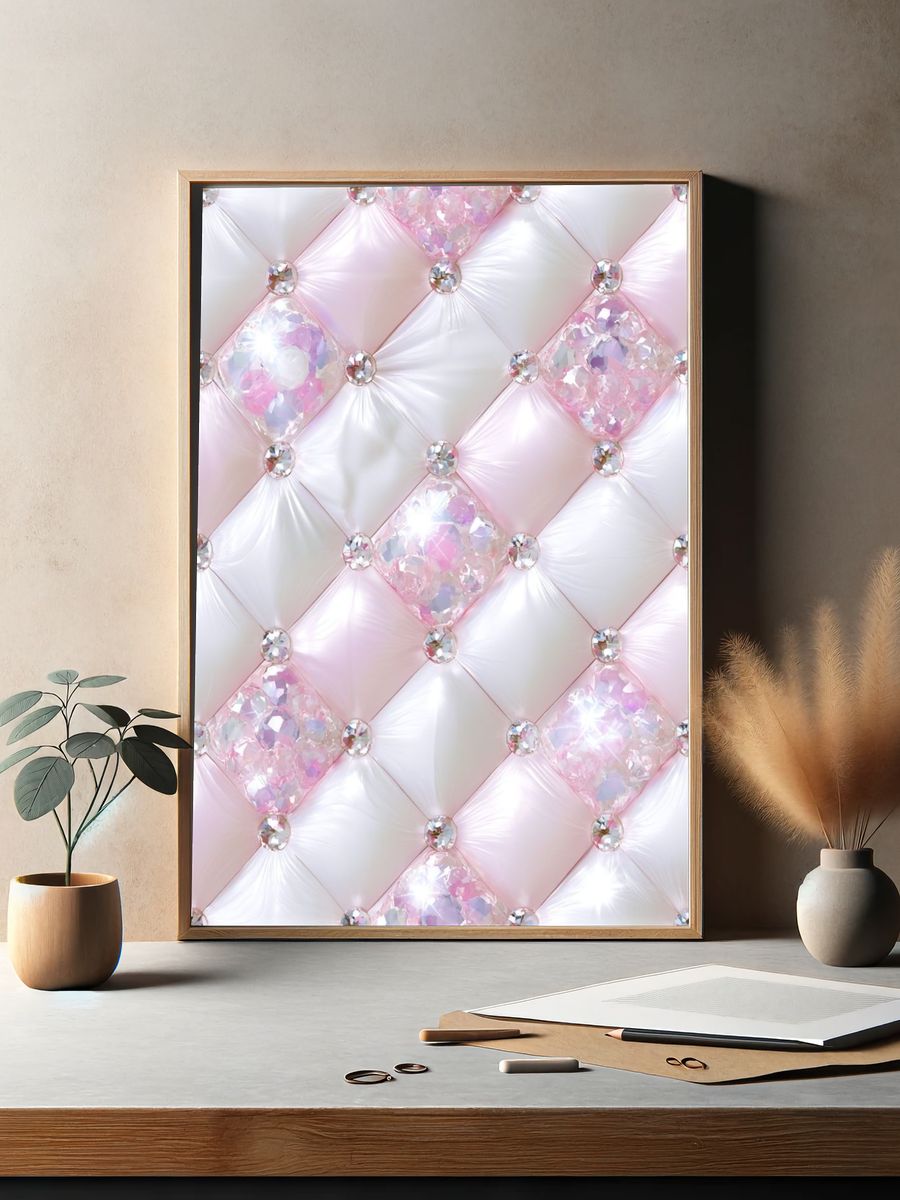 Pink Crystal Tufted Abstract Poster. — room view 2