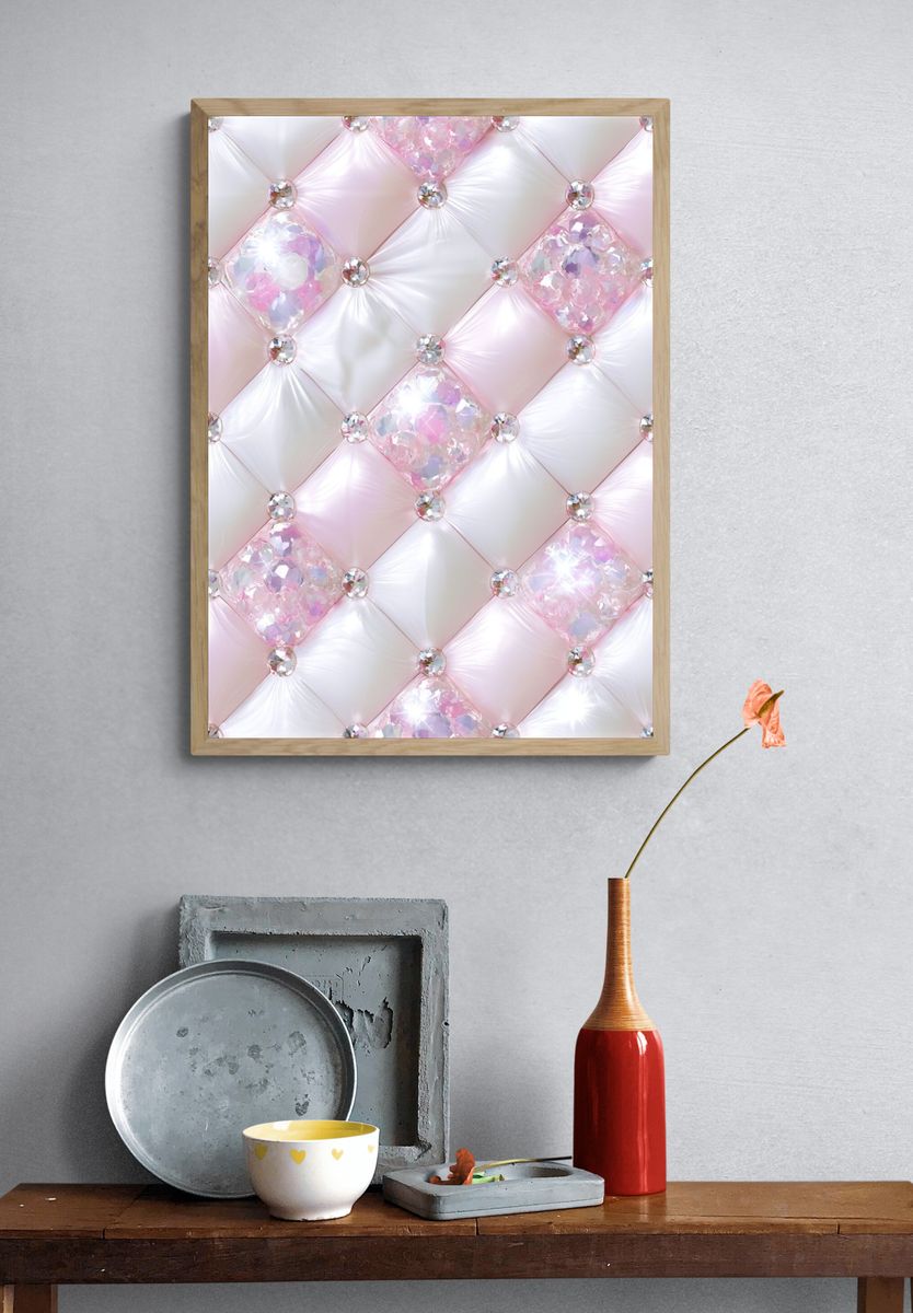 Pink Crystal Tufted Abstract Poster. — room view 3