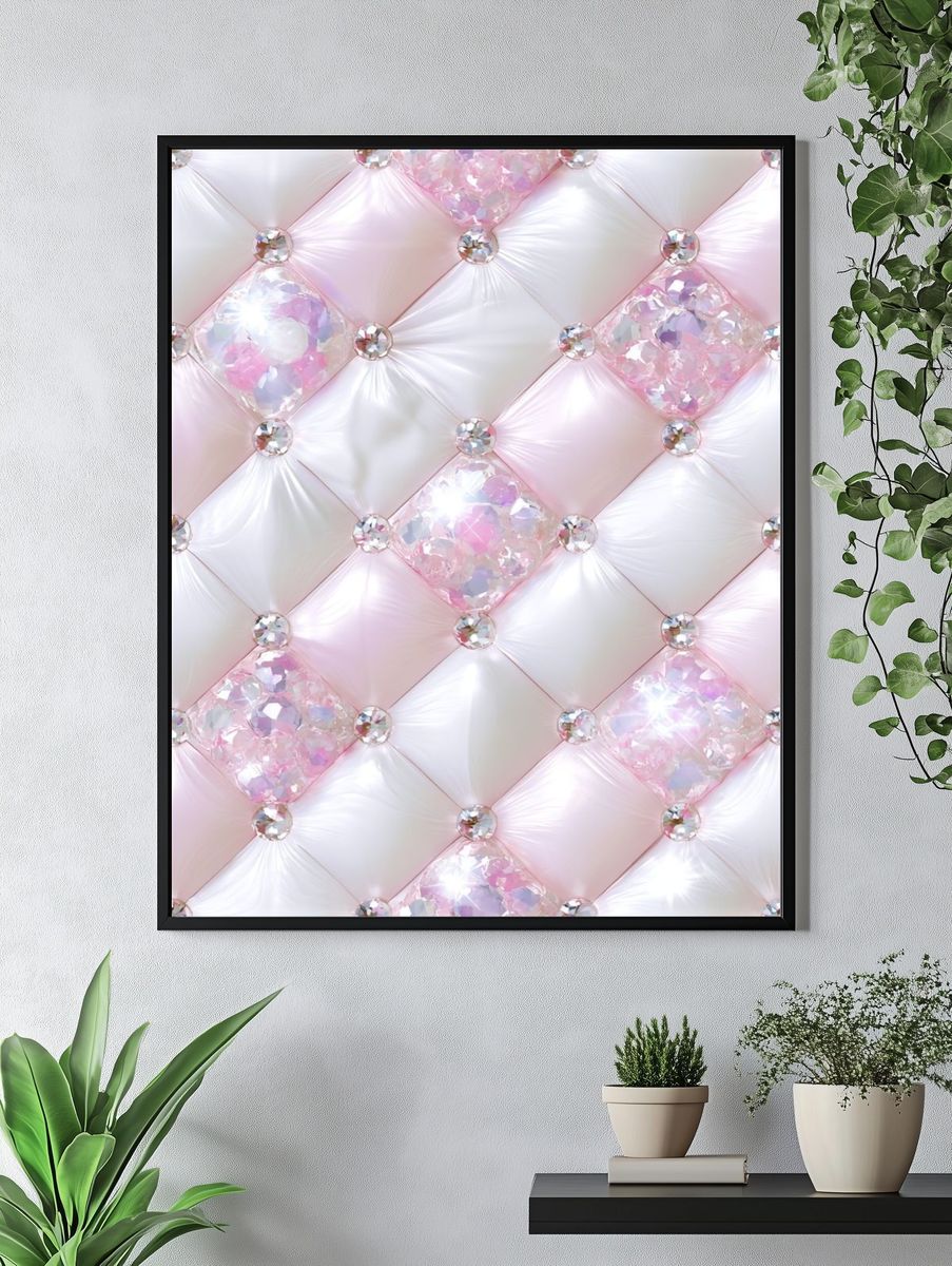 Pink Crystal Tufted Abstract Poster. — room view 4