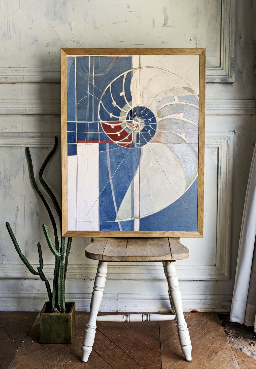 Nautilus Spiral Abstract Poster. room preview
