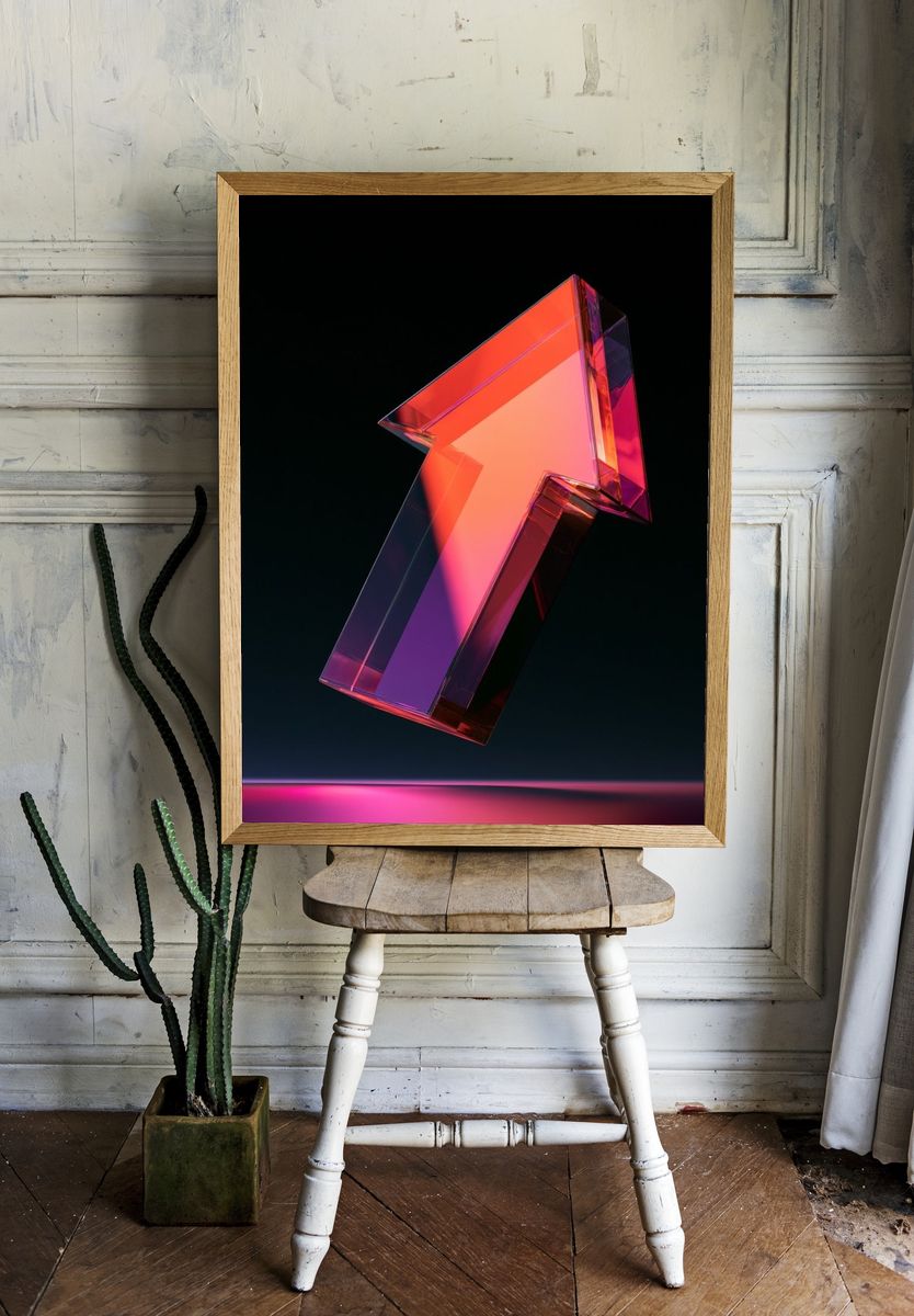 Neon Glass Arrow Abstract Poster. room preview