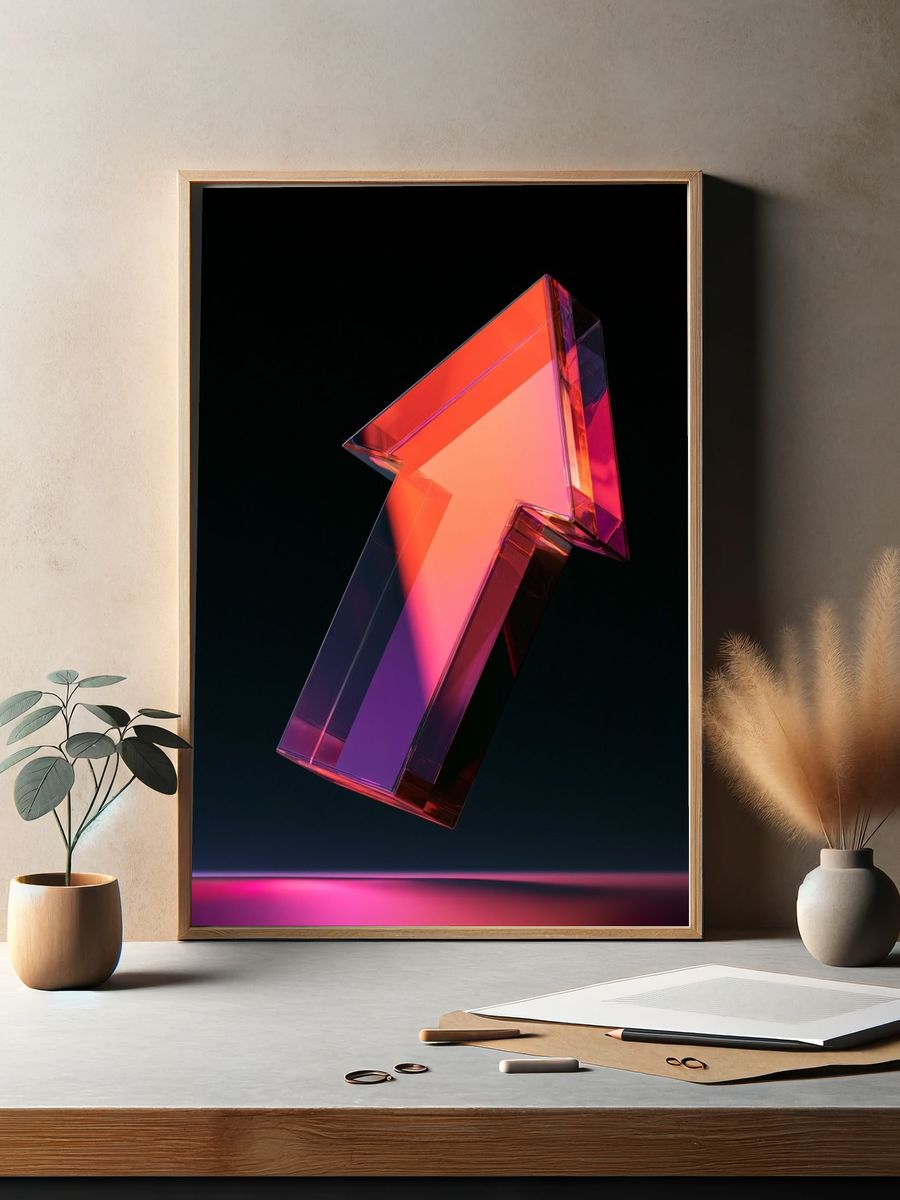 Neon Glass Arrow Abstract Poster. — room view 2