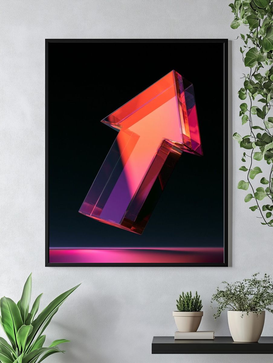 Neon Glass Arrow Abstract Poster. — room view 4