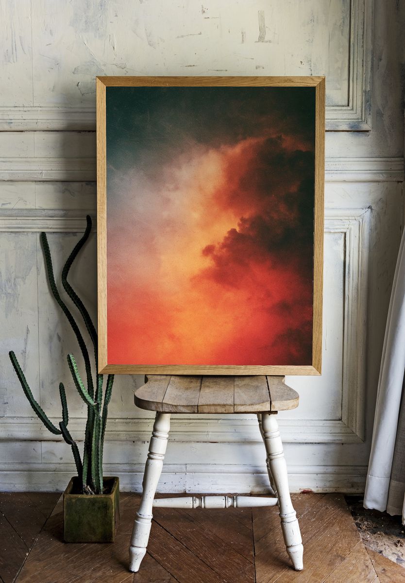 Ember Cloudscape Abstract Poster. — room view 1