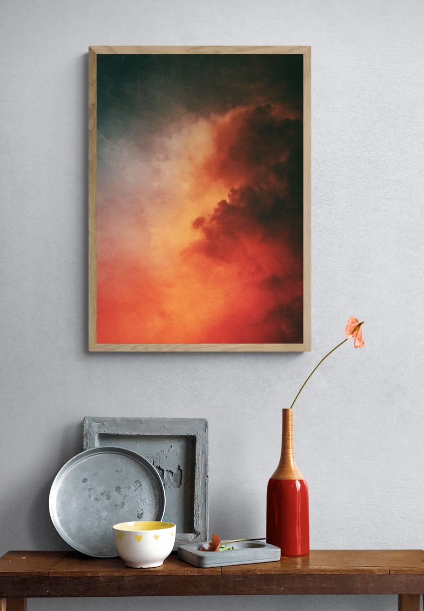 Ember Cloudscape Abstract Poster. — room view 3