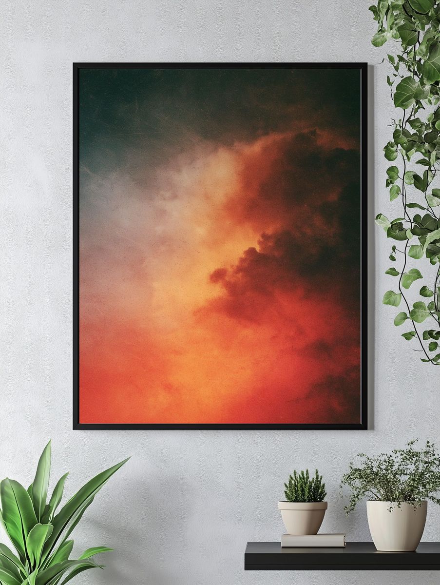 Ember Cloudscape Abstract Poster. — room view 4
