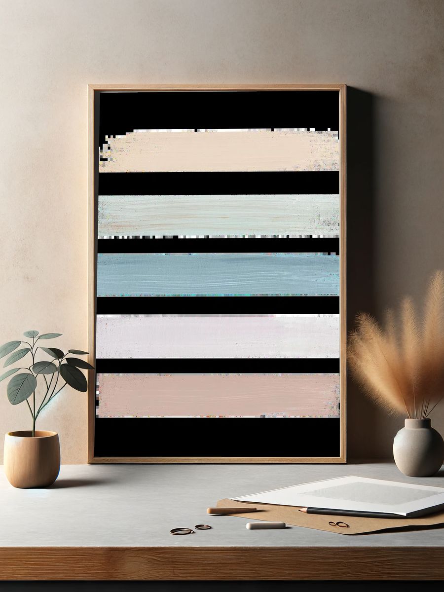 Textured Light Abstract Print. — room view 2
