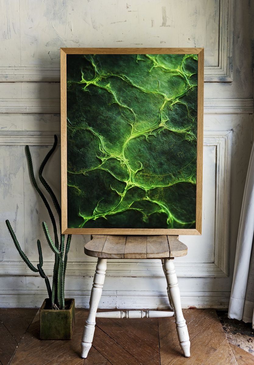 Emerald Veins Abstract Poster. — room view 1