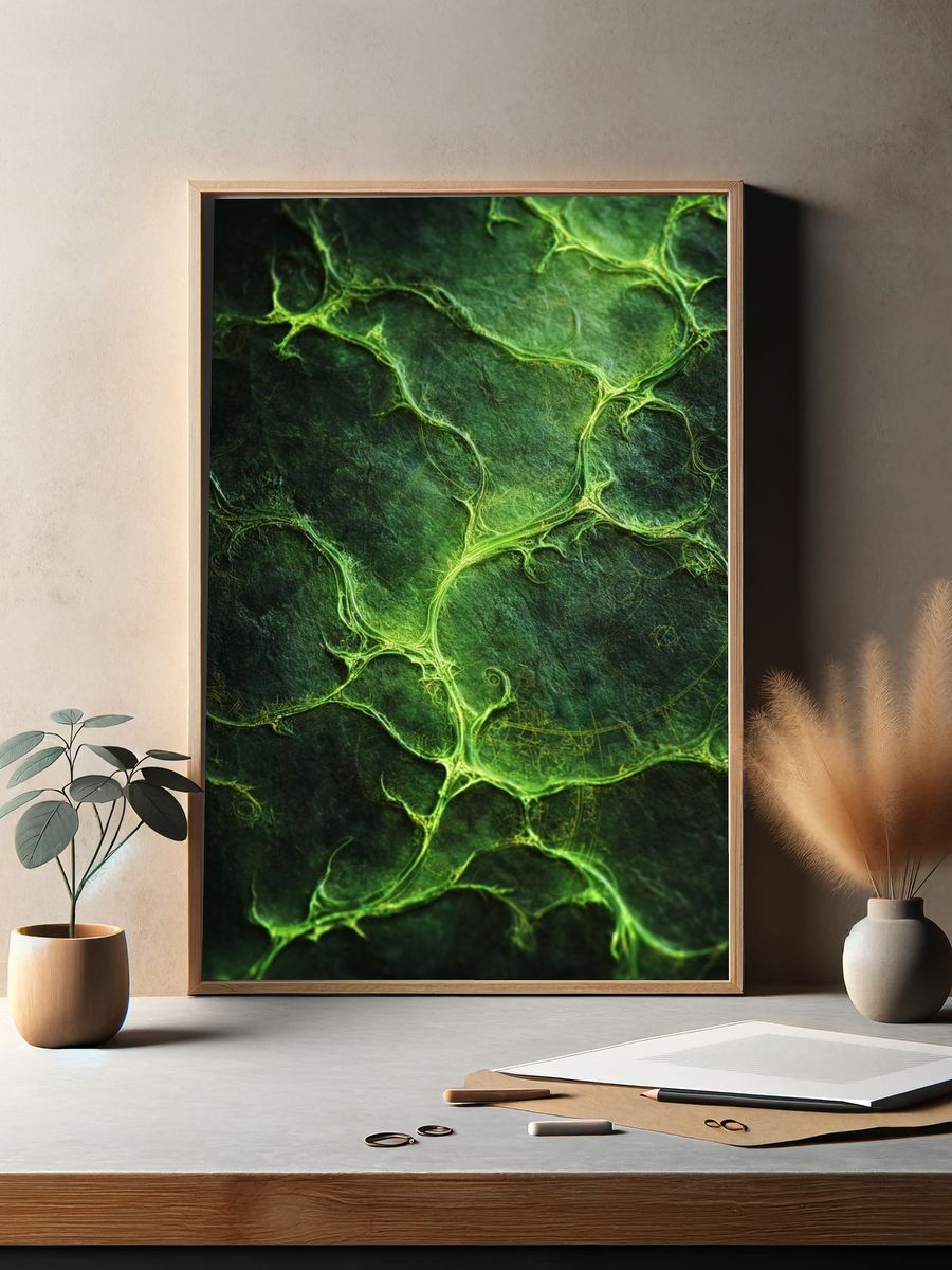 Emerald Veins Abstract Poster. — room view 2