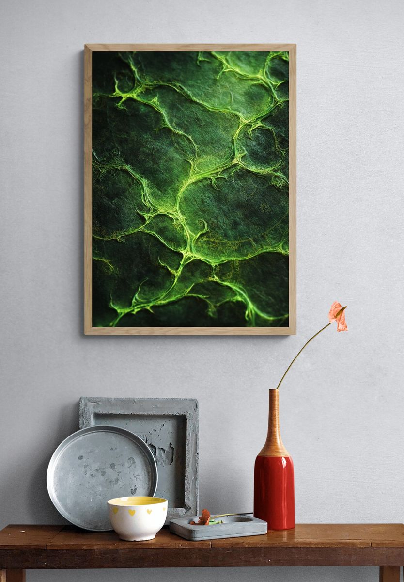 Emerald Veins Abstract Poster. — room view 3