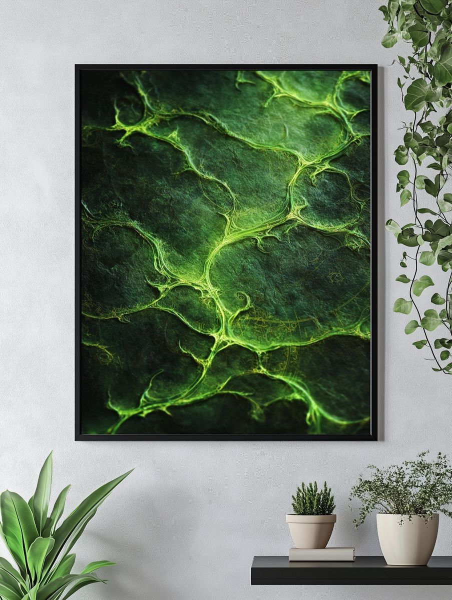Emerald Veins Abstract Poster. — room view 4