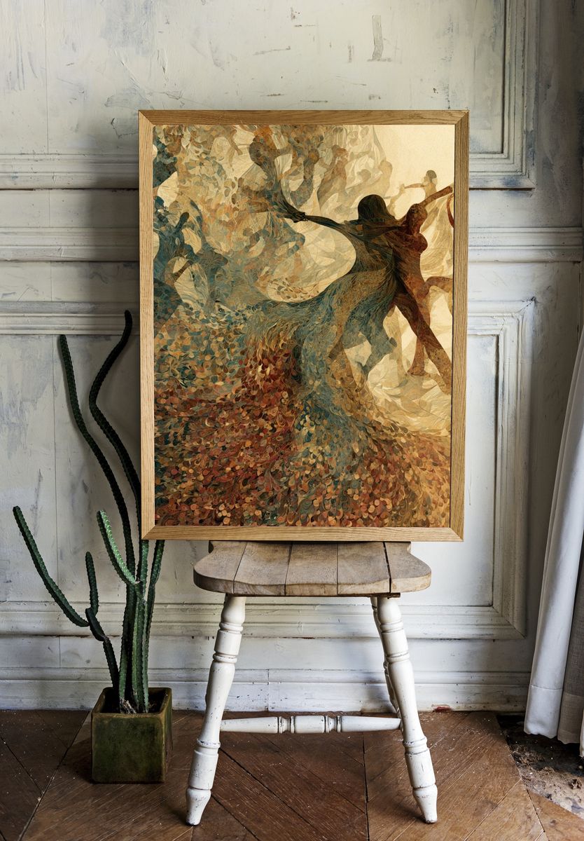 Dancing Figures Abstract Print. — room view 1