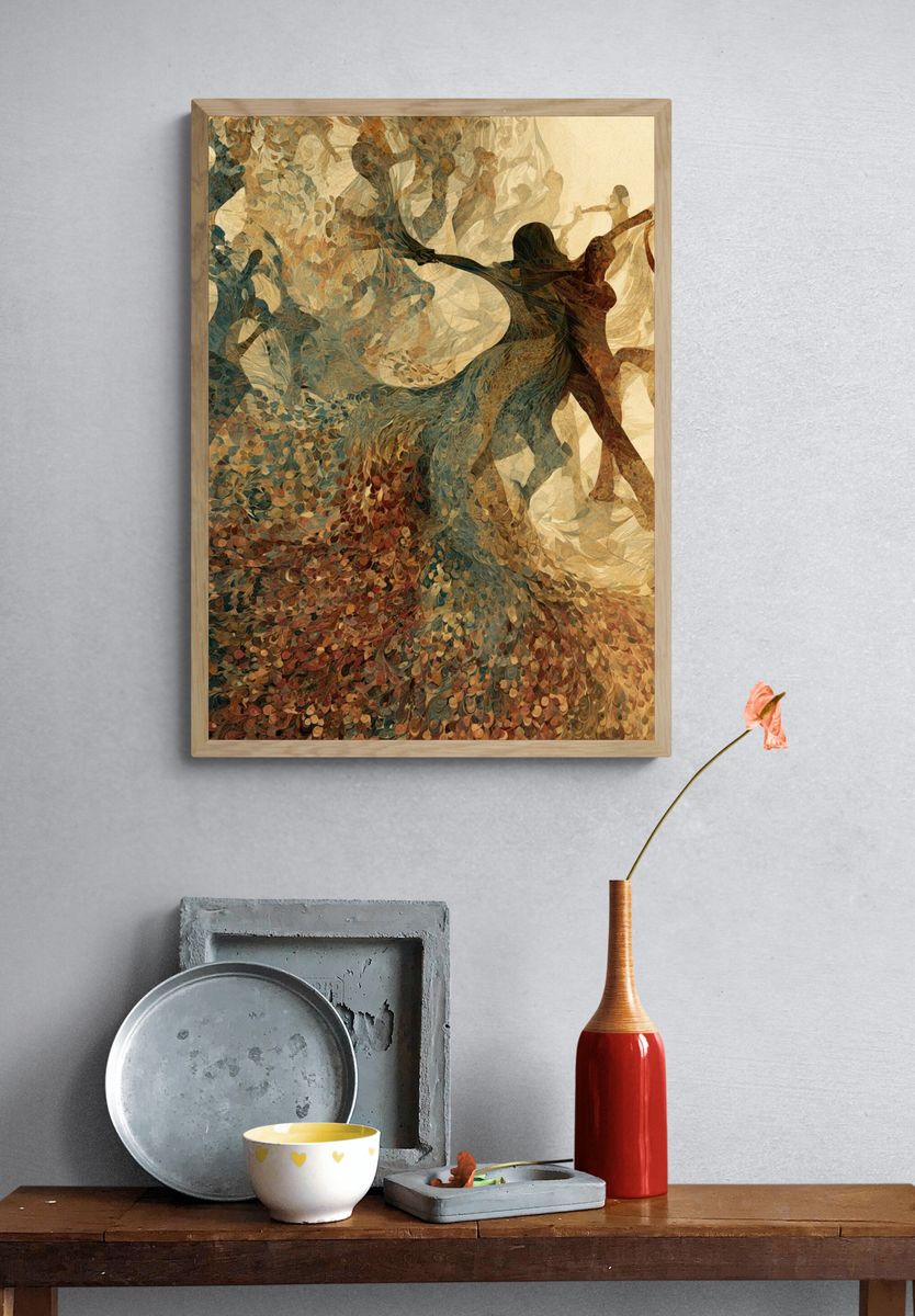 Dancing Figures Abstract Print. — room view 3