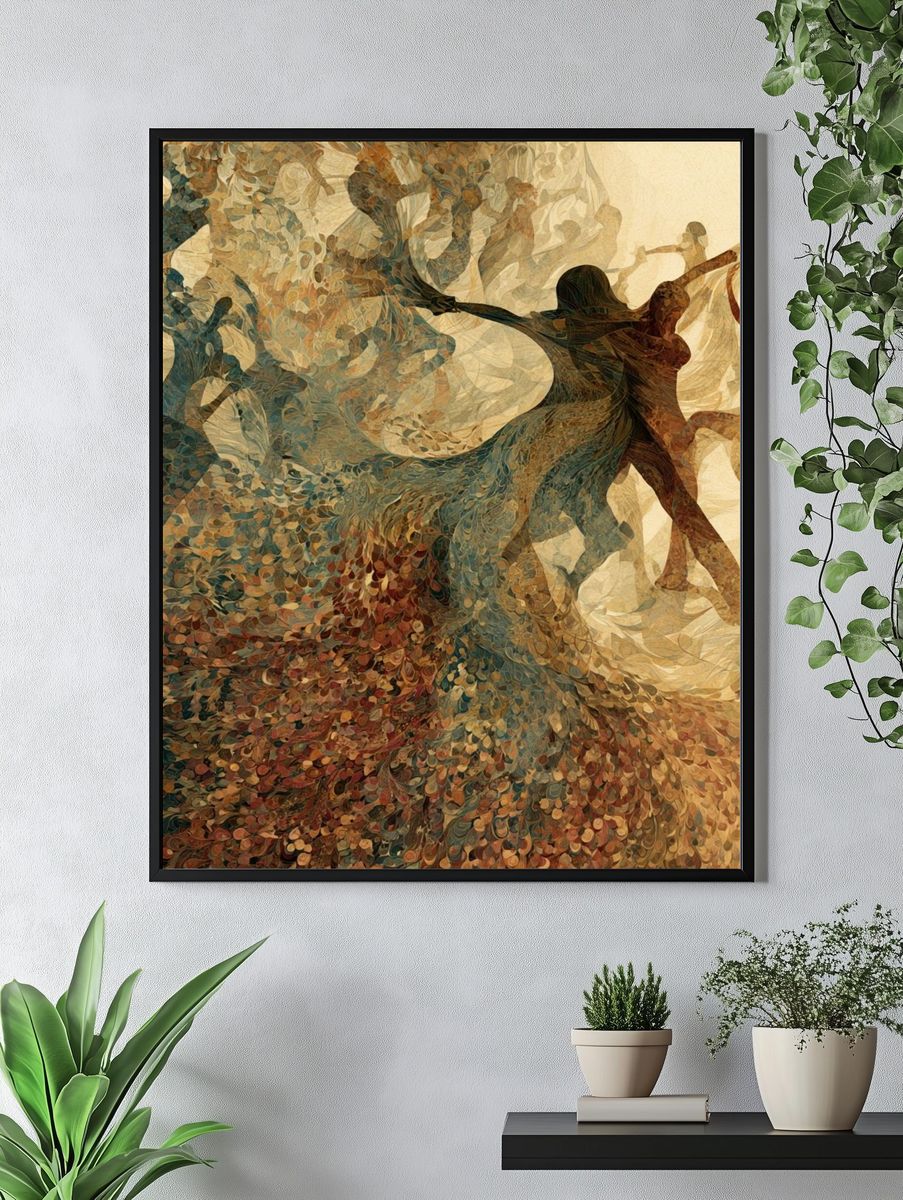 Dancing Figures Abstract Print. — room view 4