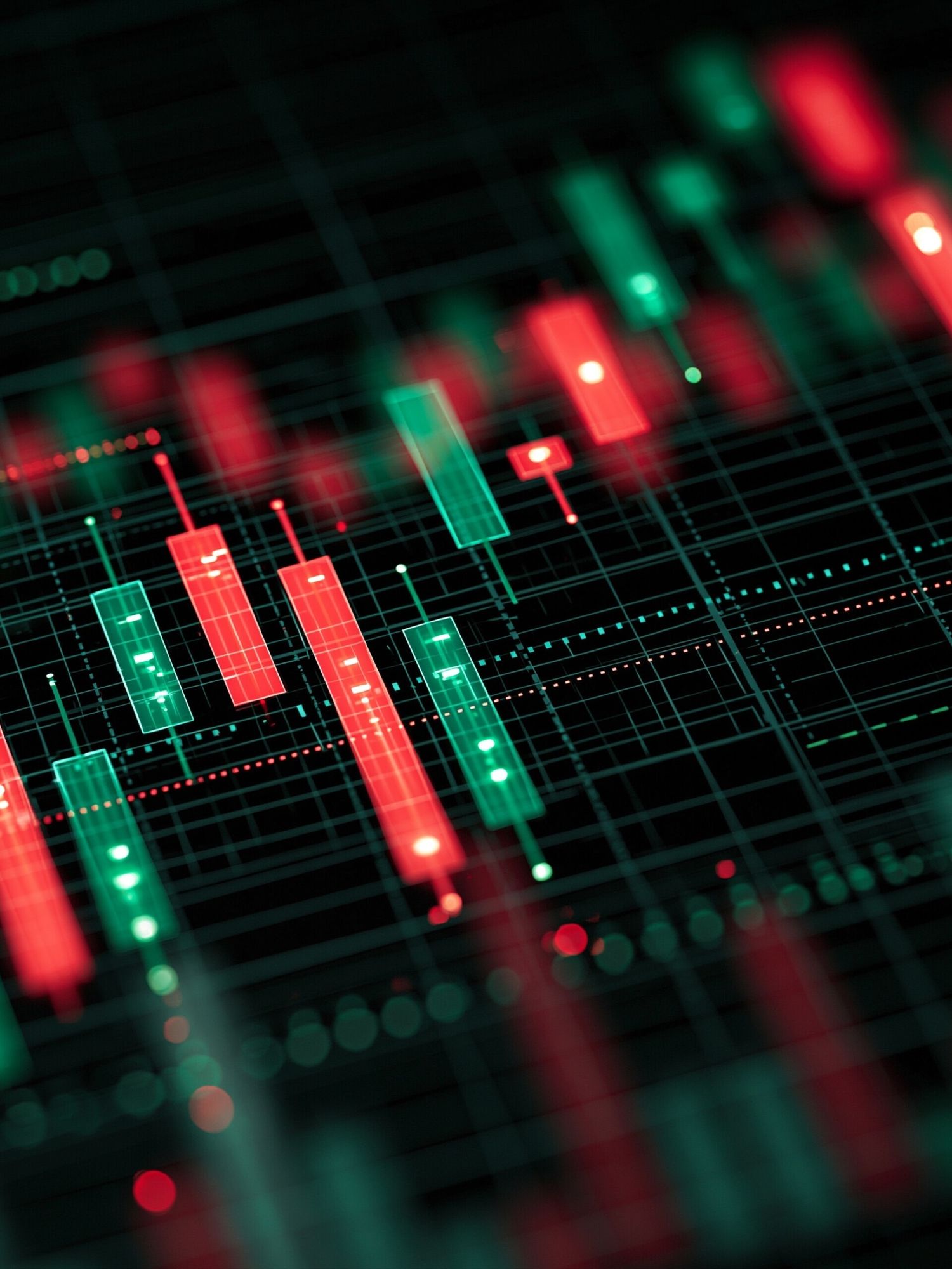 Neon Candlestick Chart Poster. poster detail
