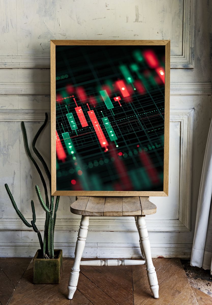 Neon Candlestick Chart Poster. room preview