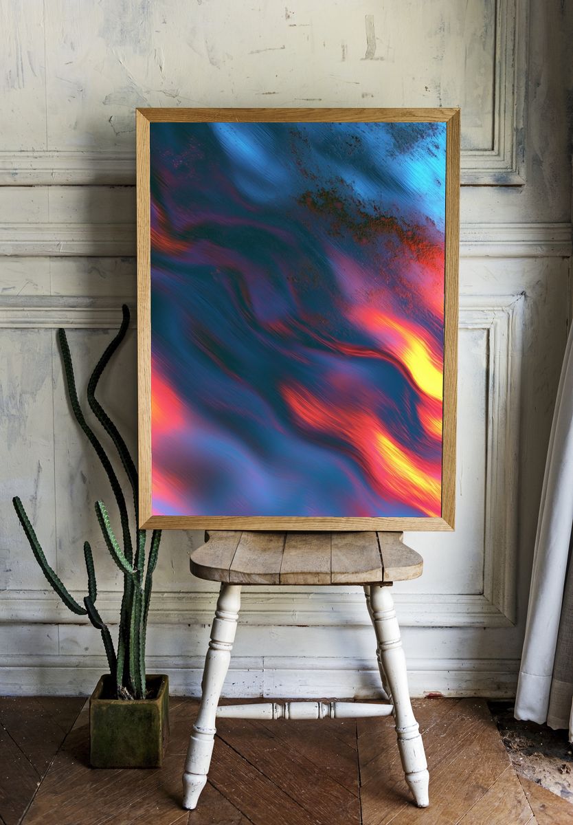 Neon Color Flow Abstract Poster. — room view 1