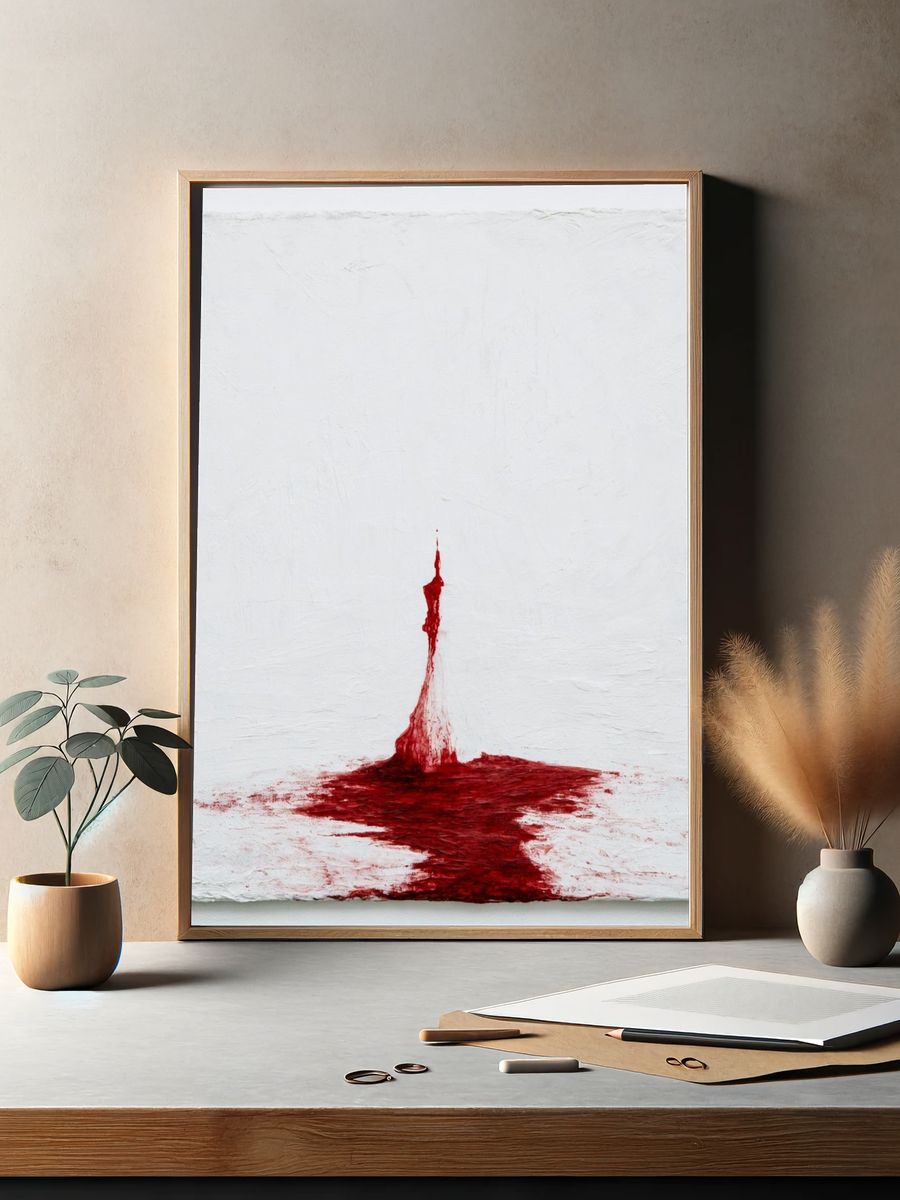 Red Splash Abstract Poster. — room view 2