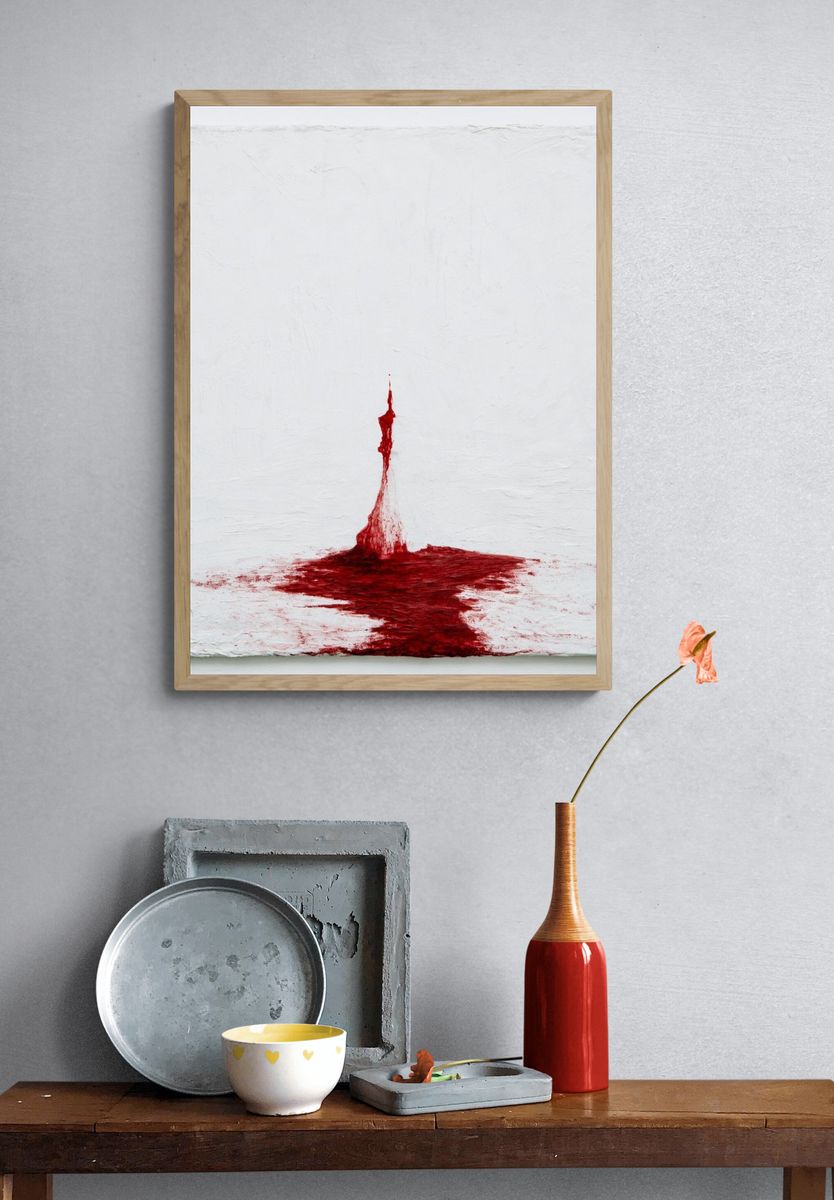 Red Splash Abstract Poster. — room view 3