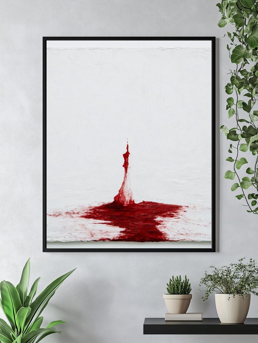 Red Splash Abstract Poster. — room view 4