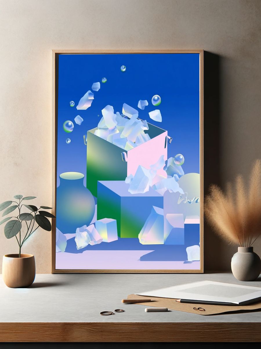 Iridescent Still Life Abstract Poster. — room view 2