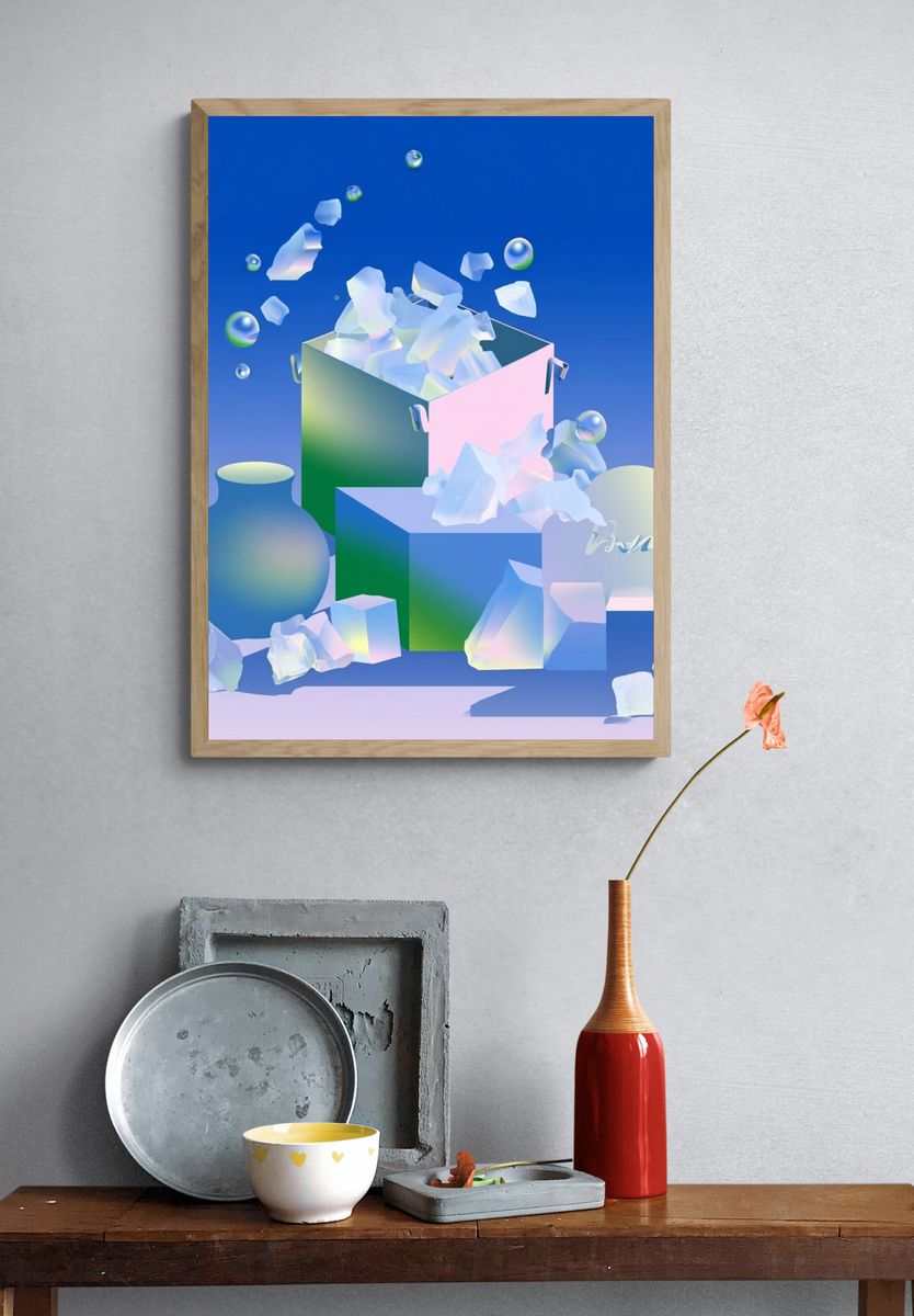 Iridescent Still Life Abstract Poster. — room view 3